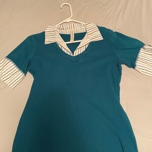 L.A. Blues Teal Top with Striped Detail
